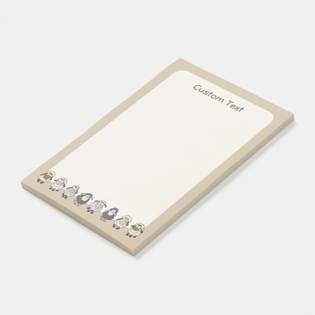 Sheep Cartoon Beige Post-it Notes (Angled)