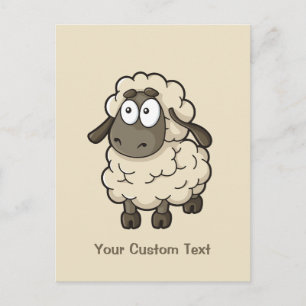 Sheep Cartoon Beige Postcard
