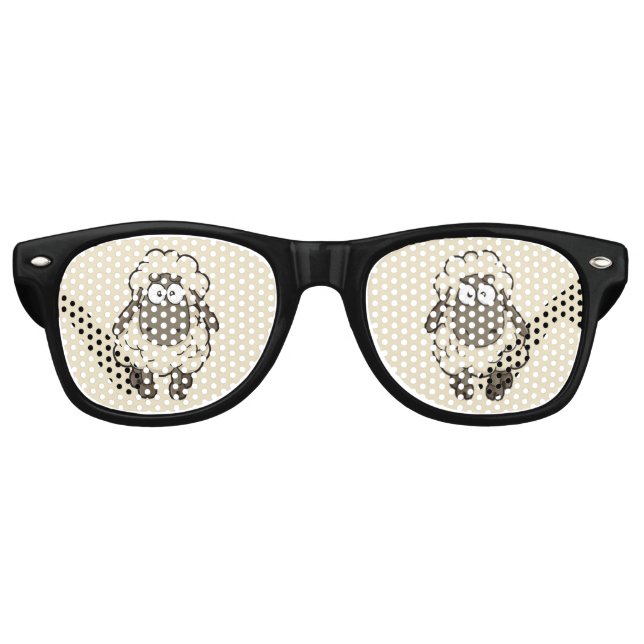 Sheep Cartoon Beige Retro Sunglasses (Front)