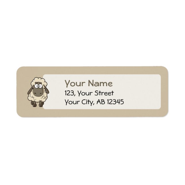 Sheep Cartoon Beige Return Address Label (Front)