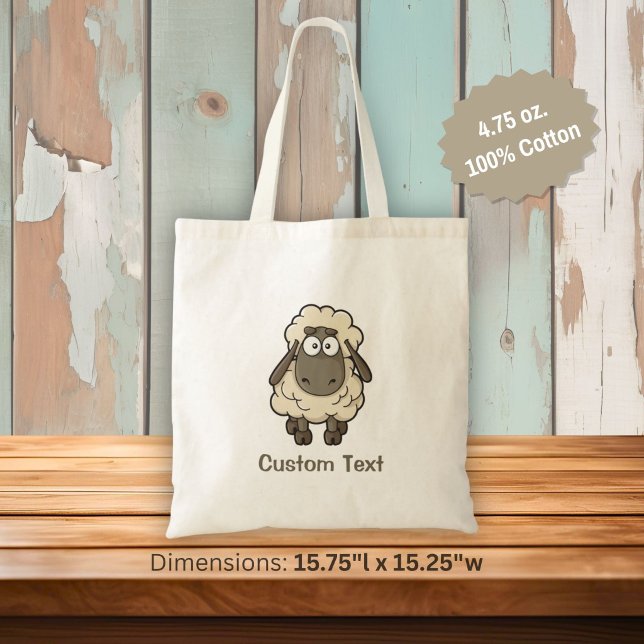 Sheep Cartoon Beige Tote Bag (Creator Uploaded)