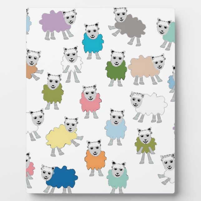 Sheep Cartoon Colourful Plaque (Front)