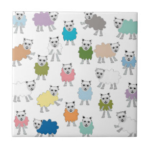 Sheep Cartoon Colourful Tile