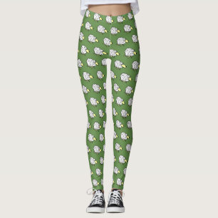 Sheep Cartoon Design Pattern Leggings