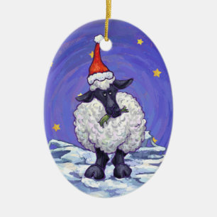 Sheep Christmas Ceramic Tree Decoration
