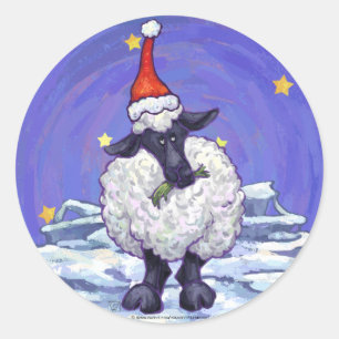 Sheep Christmas Classic Round Sticker
