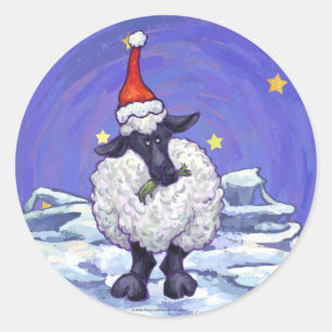Sheep Christmas Classic Round Sticker