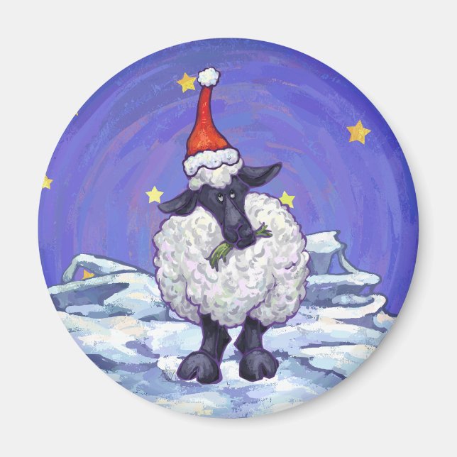 Sheep Christmas Magnet (Front)