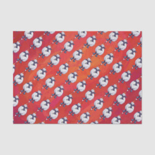 Sheep Christmas On Red Tissue Paper