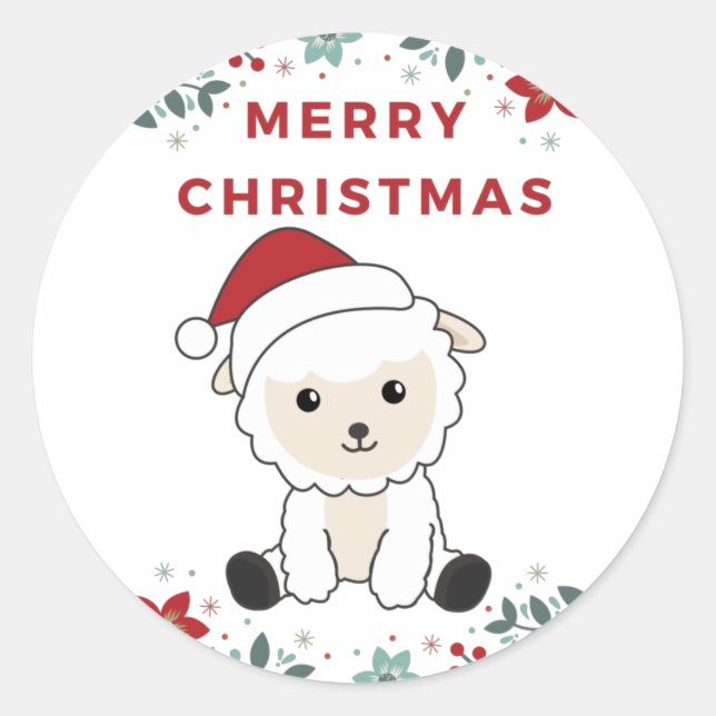 Sheep Christmas Sheep Winter Animals Classic Round Sticker (Front)