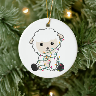Sheep Christmas Snow Winter Animals Sheeps Ceramic Ornament