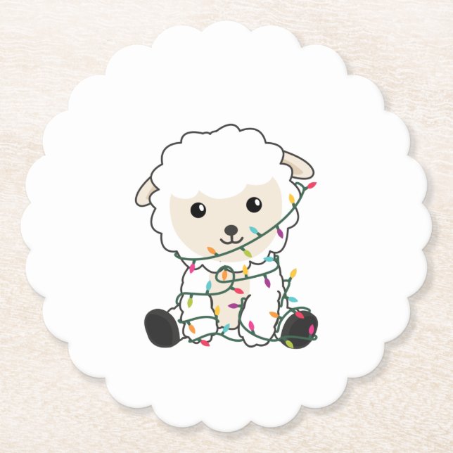 Sheep Christmas Snow Winter Animals Sheeps Paper Coaster (Front)