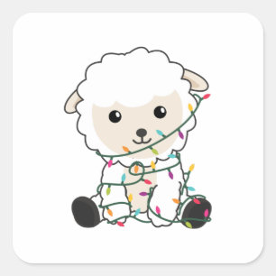 Sheep Christmas Snow Winter Animals Sheeps Square Sticker