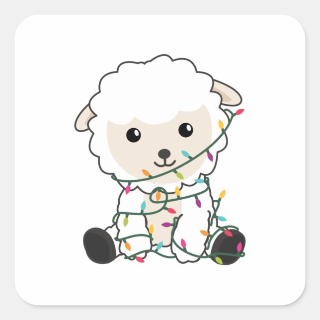 Sheep Christmas Snow Winter Animals Sheeps Square Sticker (Front)