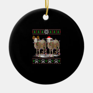 Sheep Christmas Tree Lights Santa Animal Gift Ceramic Ornament