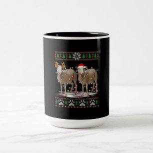 Sheep Christmas Tree Lights Santa Animal Gift Two-Tone Coffee Mug