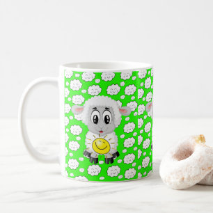 Sheep Clouds Sun Green Mug
