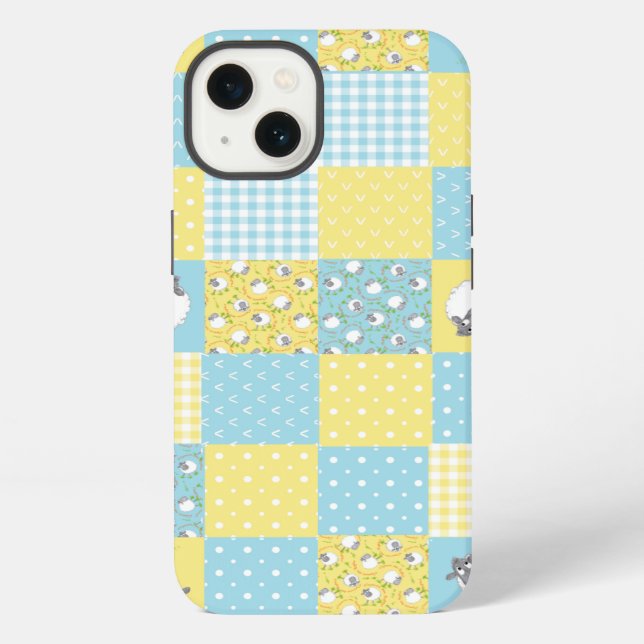 Sheep, Country Faux Patchwork iPad Case-Mate Case (Back)