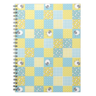 Sheep Country-Style Faux Patchwork Spiral Notebook