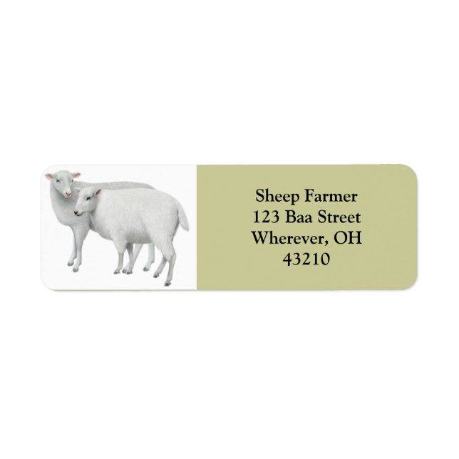 Sheep Couple Customisable Return Address Label (Front)