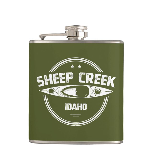 Sheep Creek Wild And Scenic River Idaho Kayaking Hip Flask (Front)