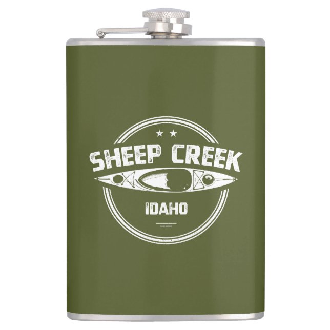 Sheep Creek Wild And Scenic River Idaho Kayaking Hip Flask (Front)