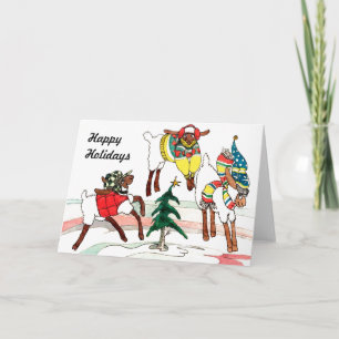 Sheep Deer Holiday Card