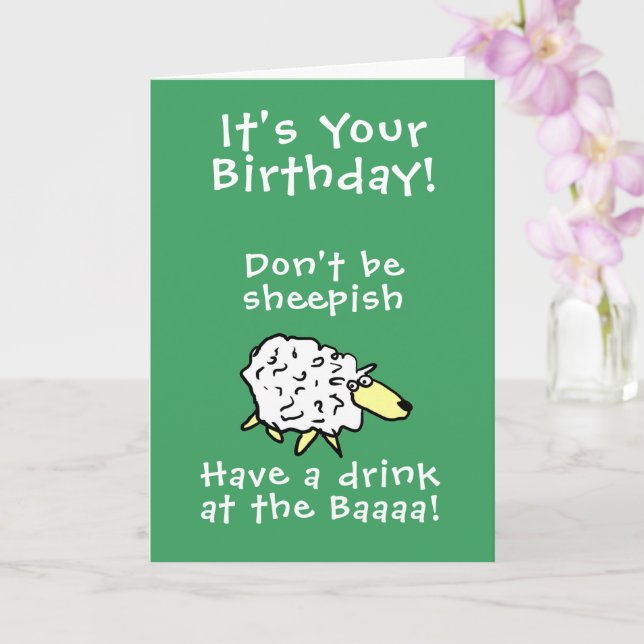 Sheep Design Cartoon Card (Orchid)