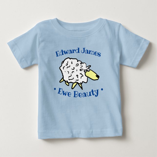 Sheep Design Cartoon to Personalise Baby T-Shirt (Front)