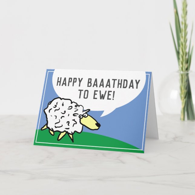 Sheep Design Cartoon with Pun Card (Front)