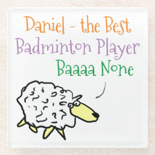 Sheep Design for a Badminton Player Glass Coaster