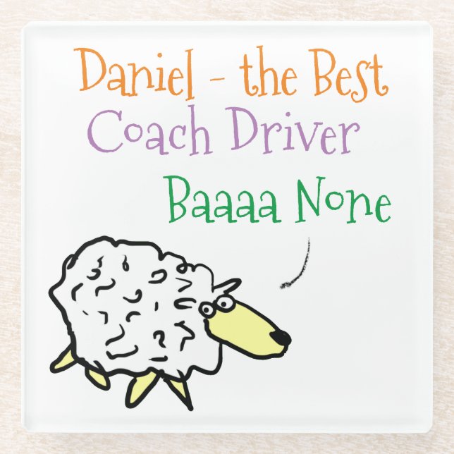 Sheep Design for a Coach Driver Glass Coaster (Front)