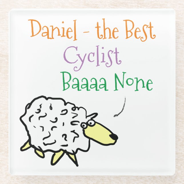 Sheep Design for a Cyclist Glass Coaster (Front)
