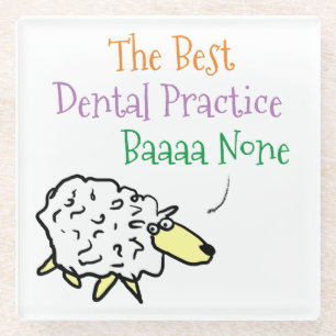 Sheep Design for a Dental Practice Glass Coaster