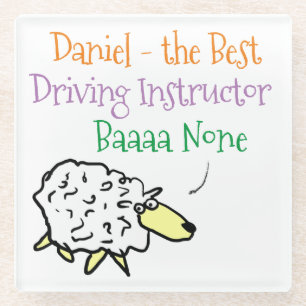 Sheep Design for a Driving Instructor Glass Coaster