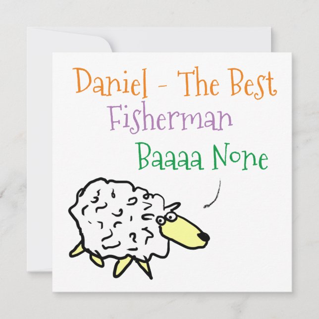 Sheep Design for a Fisherman Holiday Card (Front)