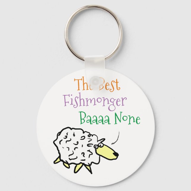 Sheep Design for a Fishmonger Key Ring (Front)