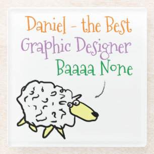 Sheep Design for a Graphic Designer Glass Coaster