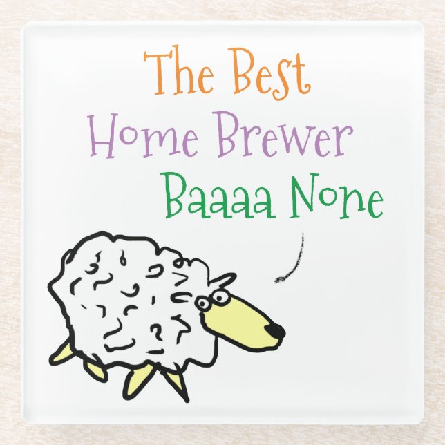 Sheep Design for a Home Brewer Glass Coaster (Front)