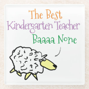 Sheep Design for a Kindergarten Teacher Glass Coaster