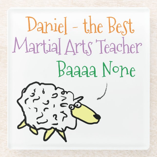 Sheep Design for a Martial Arts Teacher Glass Coaster (Front)