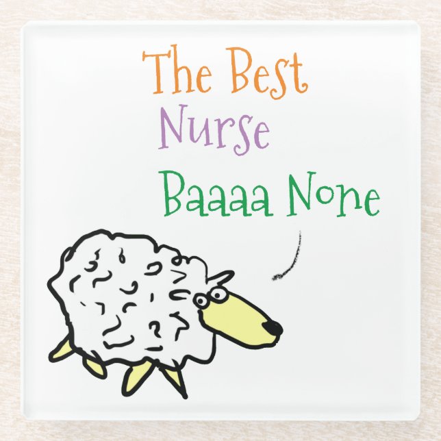 Sheep Design for a Nurse Glass Coaster (Front)