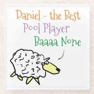 Sheep Design for a Pool Player Glass Coaster