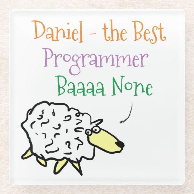 Sheep Design for a Programmer Glass Coaster (Front)