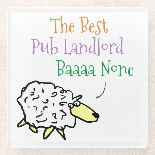 Sheep Design for a Pub Landlord Glass Coaster (Front)