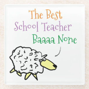 Sheep Design for a School Teacher Glass Coaster