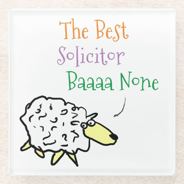 Sheep Design for a Solicitor Glass Coaster (Front)