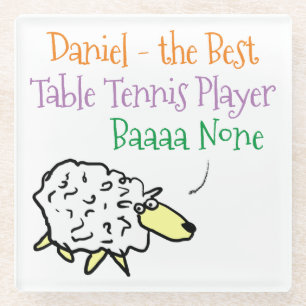 Sheep Design for a Table Tennis Player Glass Coaster