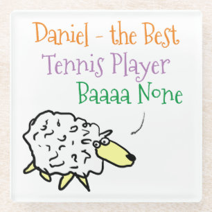 Sheep Design for a Tennis Player Glass Coaster