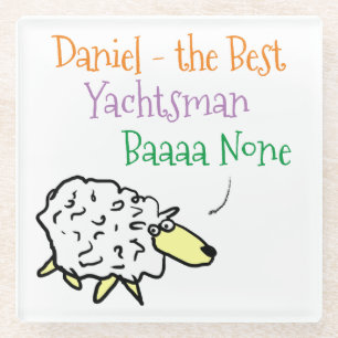Sheep Design for a Yachtsman Glass Coaster